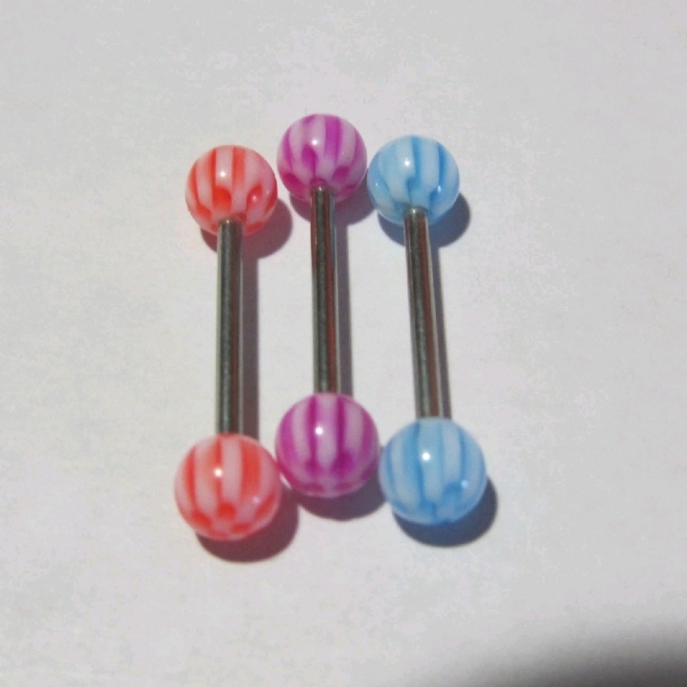3 Barbell Tongue Rings